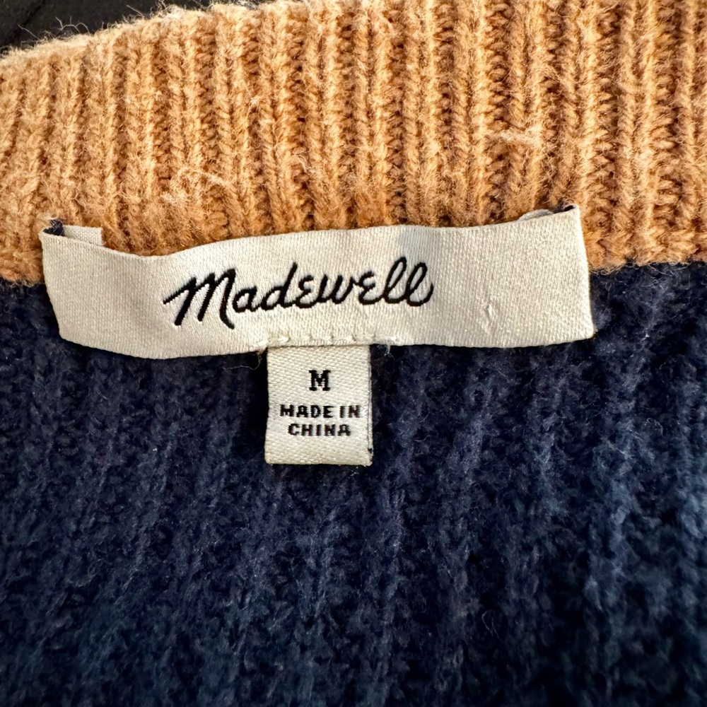 Excellent condition - Madewell Blue and Tan Sweater - Picture 3 of 4